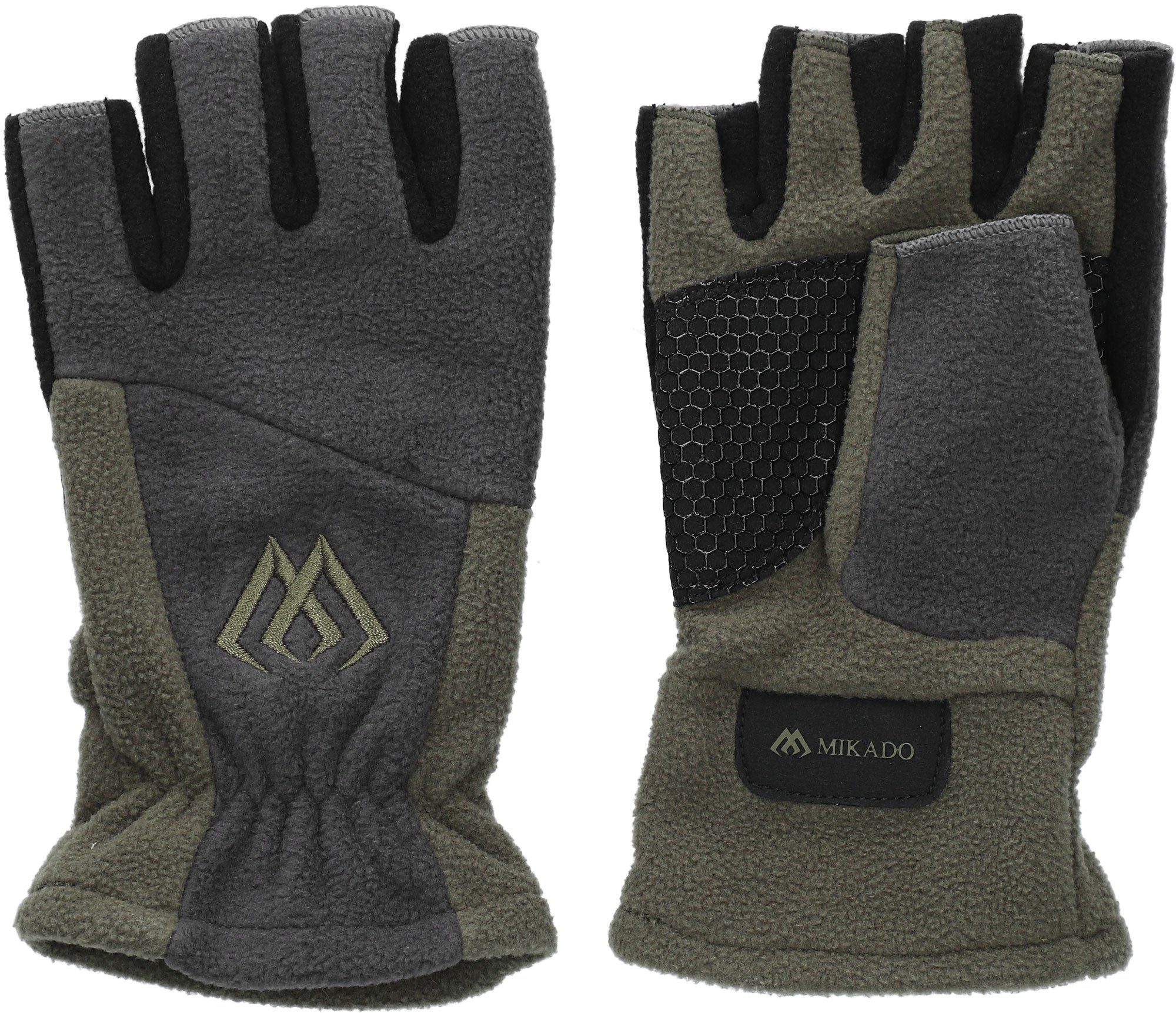 FLEECE-HANDSCHUHE - OHNE FINGER Größe XL - GRAU UND GRÜN - 1 Satz