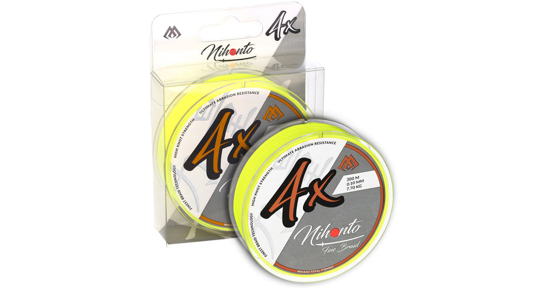 GEFLOCHTENE SCHNÜRE - NIHONTO FINE BRAID - 0.23mm/20.2kg/300m - FLUO GELB - 1 Spule
