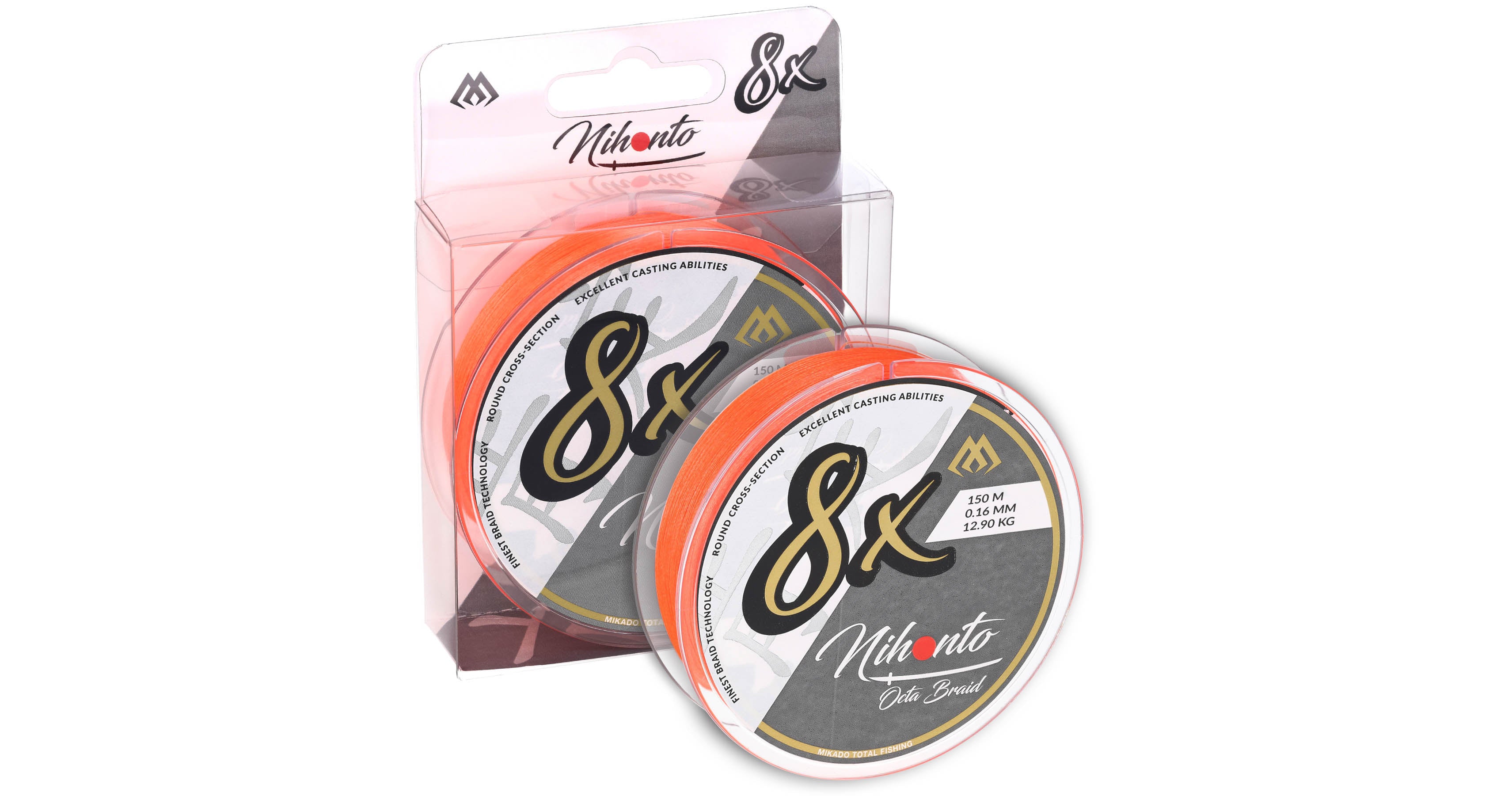 GEFLOCHTENE SCHNÜRE - NIHONTO OCTA BRAID - 0.35mm/35.4kg/150m - FLUO ORANGE - 1 Spule