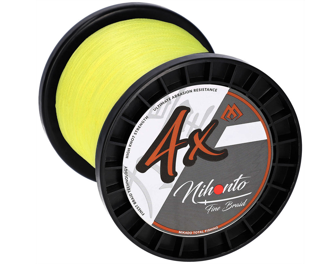 GEFLOCHTENE SCHNÜRE - NIHONTO FINE BRAID - 0.16mm/12.5kg/3000m - FLUO GELB - 1 Spule