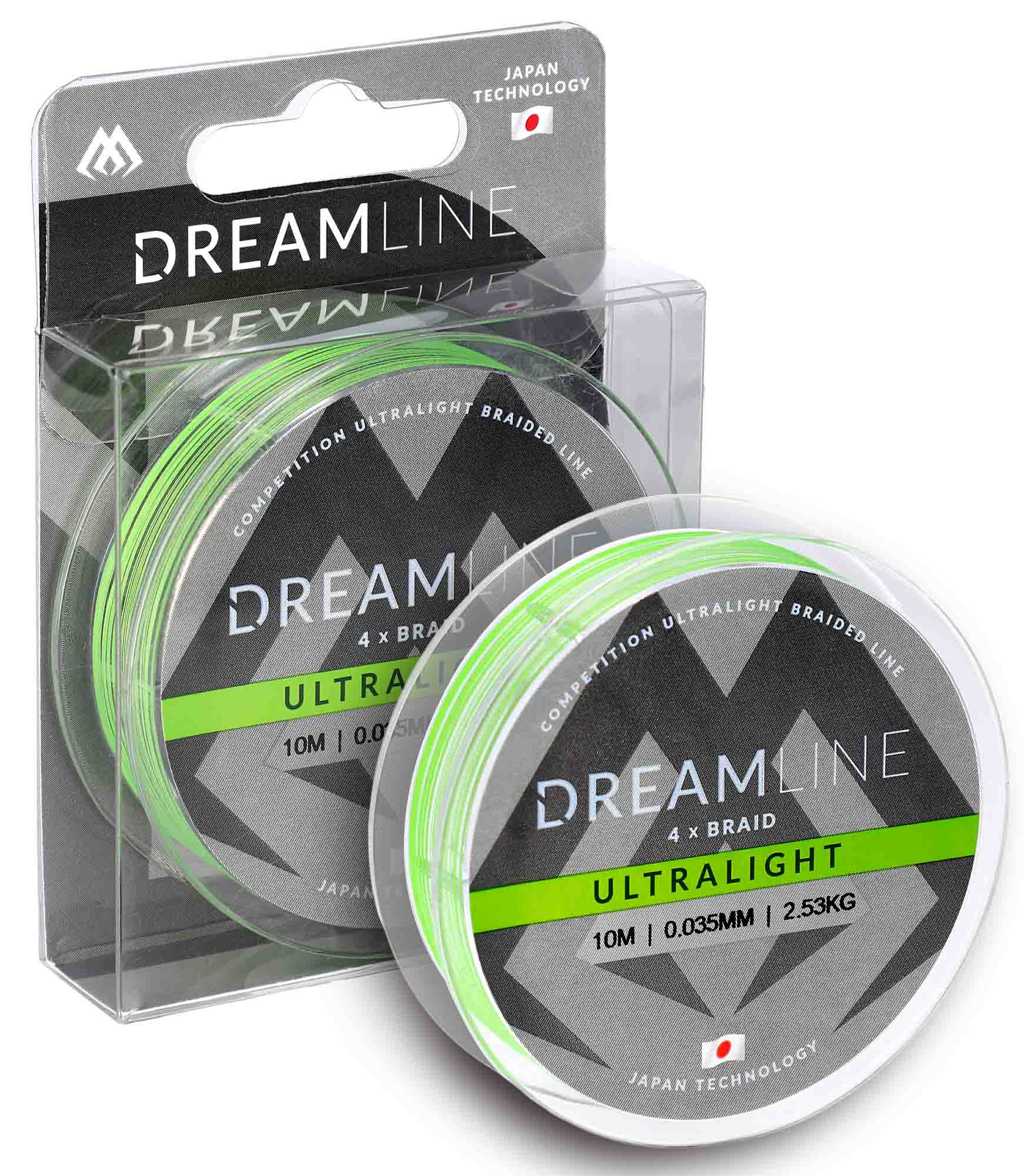 GEFLOCHTENE SCHNÜRE - DREAMLINE ULTRALIGHT - 0.035mm/2.53kg/10m - FLUO GRÜN - 1 Spule
