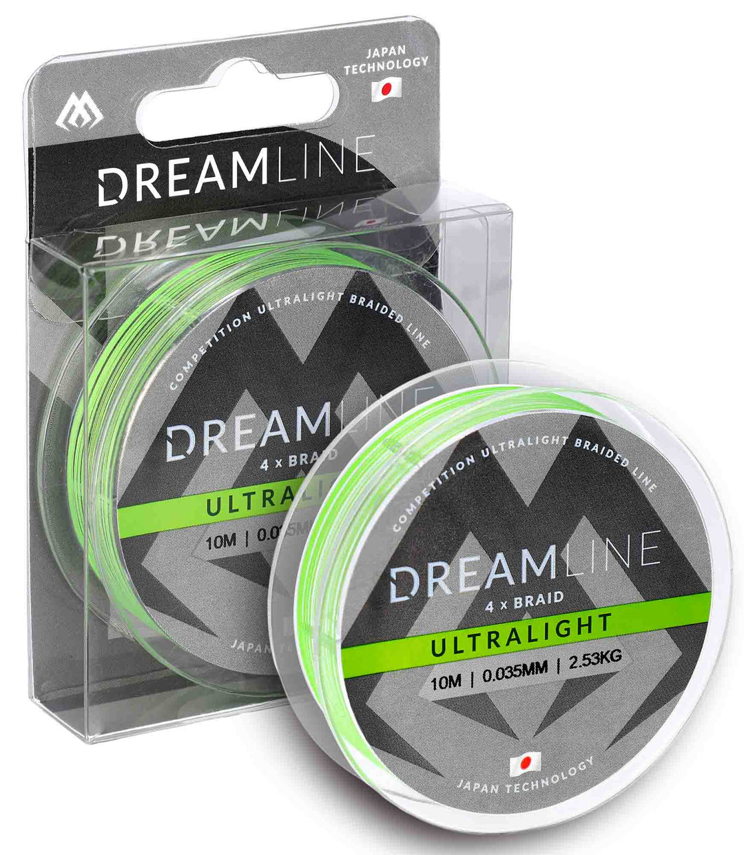 GEFLOCHTENE SCHNÜRE - DREAMLINE ULTRALIGHT - 0.047mm/3.87kg/10m - FLUO GRÜN - 1 Spule