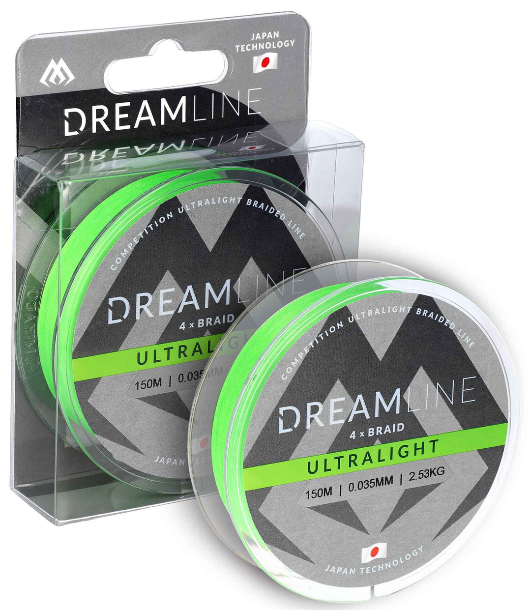 GEFLOCHTENE SCHNÜRE - DREAMLINE ULTRALIGHT - 0.058mm/4.43kg/150m - FLUO GRÜN - 1 Spule