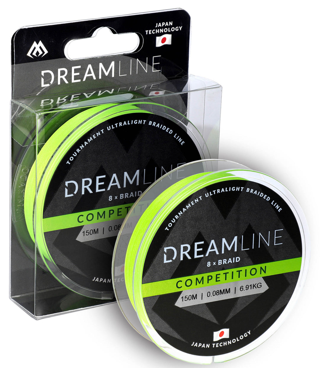 GEFLOCHTENE SCHNÜRE - DREAMLINE COMPETITION - 0.08mm/6.91kg/150m - FLUO GRÜN - 1 Spule