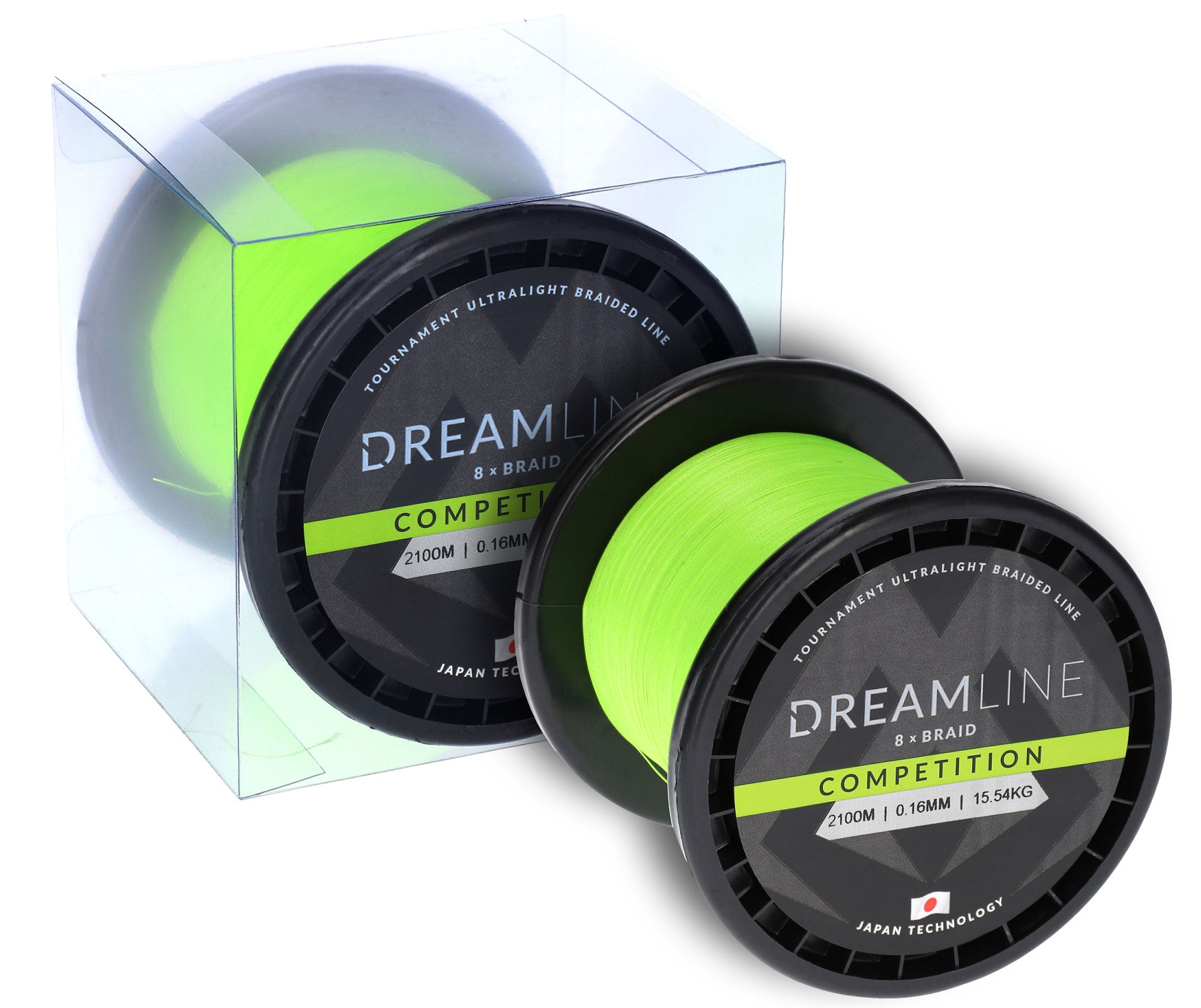 GEFLOCHTENE SCHNÜRE - DREAMLINE COMPETITION - 0.23mm/23.61kg/2100m - FLUO GRÜN - 1 Spule