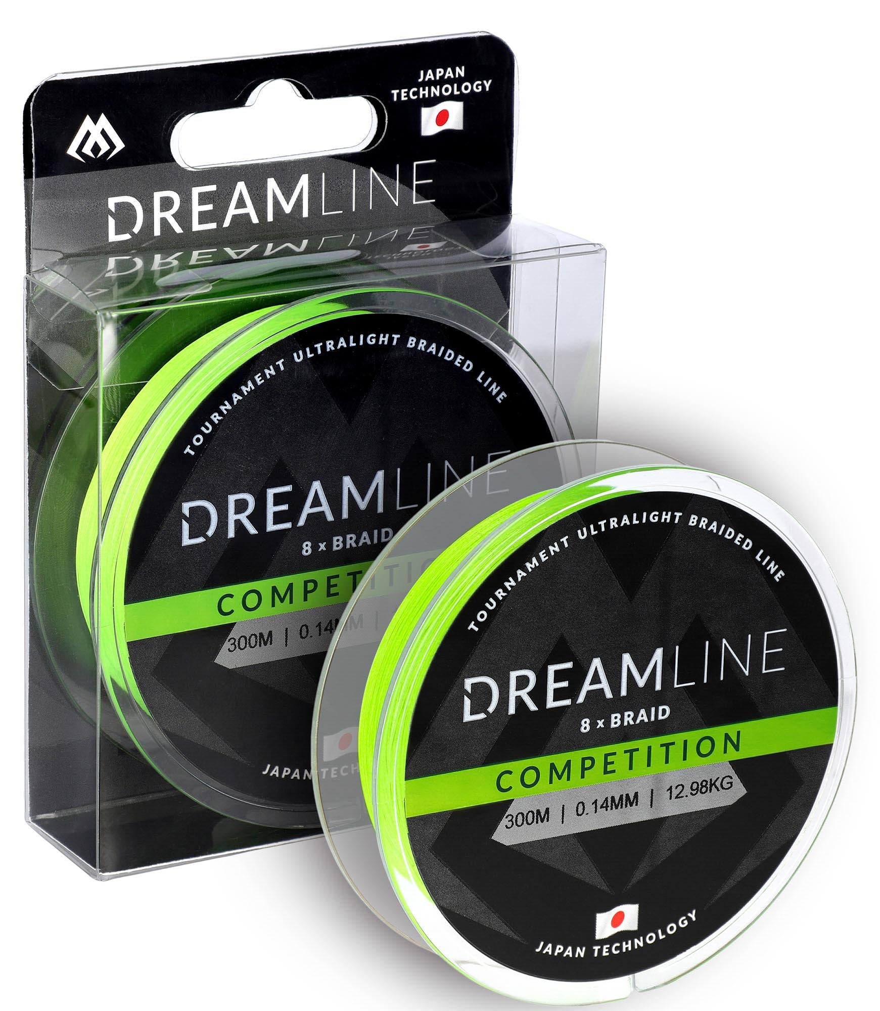 GEFLOCHTENE SCHNÜRE - DREAMLINE COMPETITION - 0.23mm/23.61kg/300m - FLUO GRÜN - 1 Spule