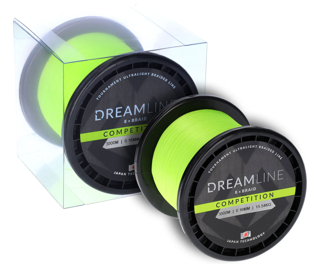 GEFLOCHTENE SCHNÜRE - DREAMLINE COMPETITION - 0.20mm/20.83kg/3000m - FLUO GRÜN - 1 Spule